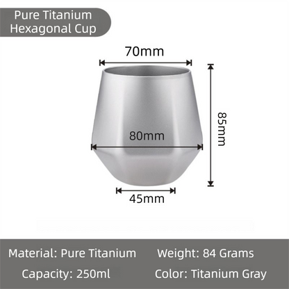 Sandblasted Finish Double-Walled Hexagonal Pure Titanium Mug - 250ml Insulated Beer, Liquor, and Tea Cup for Home and Travel Use - Image 3