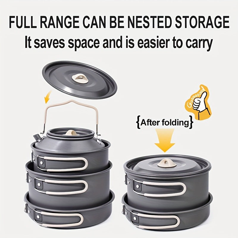 Portable & Foldable Outdoor Cookware Set - Lightweight Camping Pot, Pan, Kettle & Tableware for Hiking, Backpacking, and Travel - Image 2