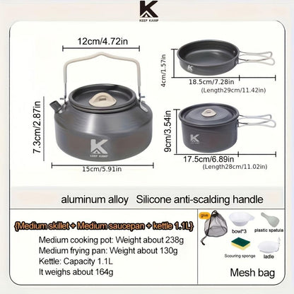 Portable & Foldable Outdoor Cookware Set - Lightweight Camping Pot, Pan, Kettle & Tableware for Hiking, Backpacking, and Travel - Image 3