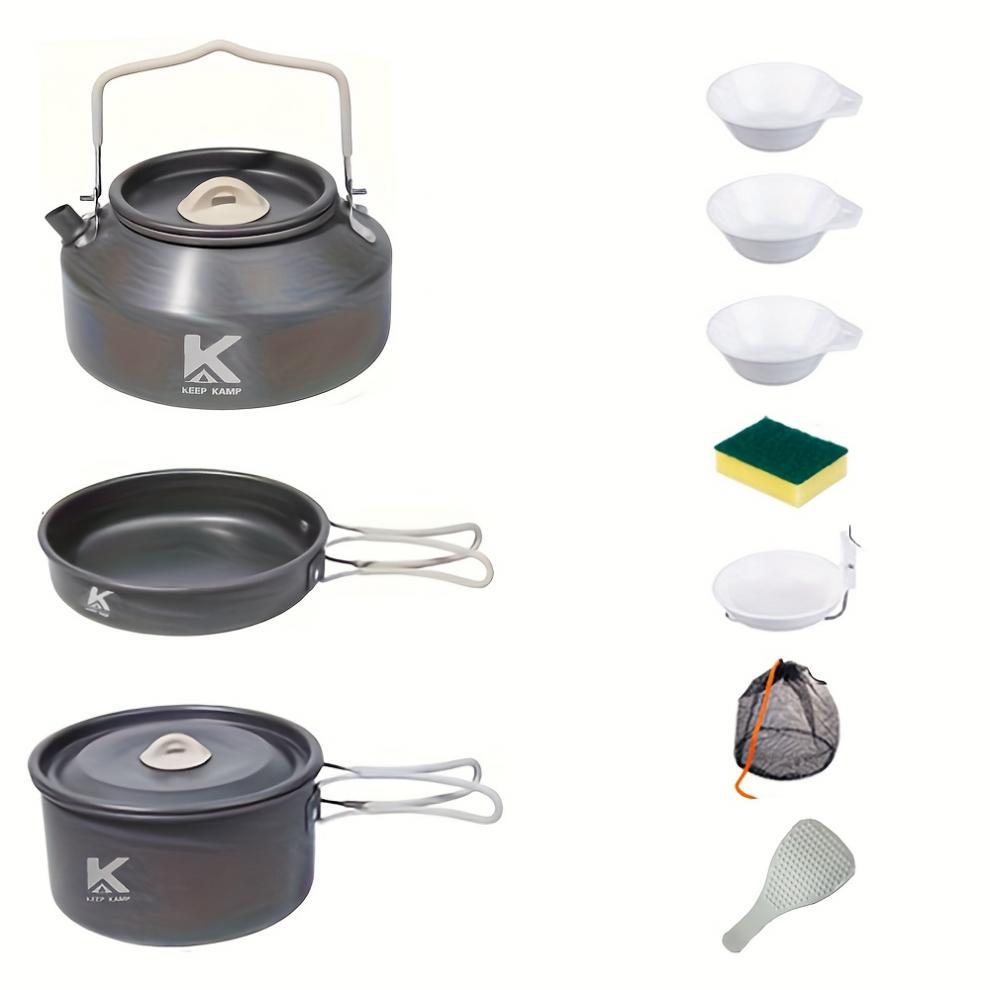 Portable & Foldable Outdoor Cookware Set - Lightweight Camping Pot, Pan, Kettle & Tableware for Hiking, Backpacking, and Travel - Image 4