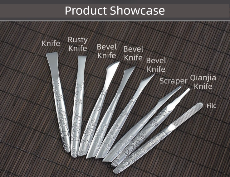 8-Piece Orchid Pattern Stainless Steel Pedicure Tool Set - Precision Tools with Leather Case for Ingrown Toenail & Dead Skin Removal - Image 3