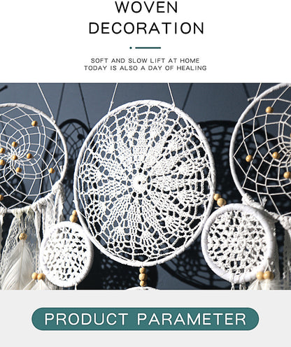 5-Piece Bohemian Handmade Dreamcatcher Wall Hanging Set (White) - Nordic Style Feather Room Decor with Premium Gift Box - Image 5