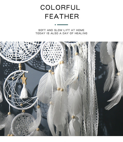 5-Piece Bohemian Handmade Dreamcatcher Wall Hanging Set (Black) - Nordic Style Feather Room Decor with Premium Gift Box - Image 4