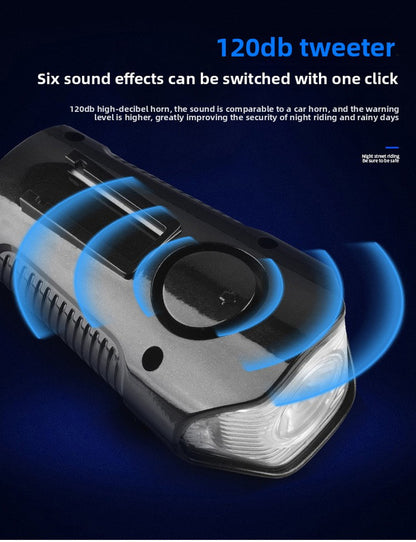 Blue Professional 3-in-1 Waterproof Bicycle Headlight with Integrated Speedometer & Horn - High-Lumen Night Riding Safety Lamp, USB Rechargeable Bike Computer - Image 4