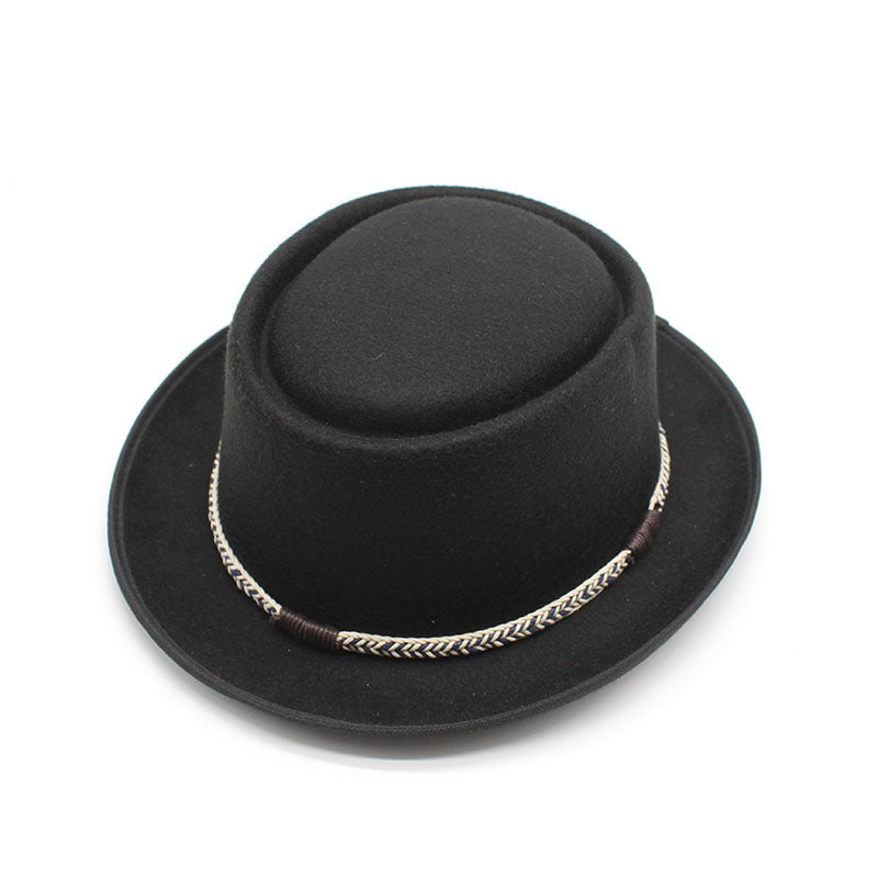 Grey Unisex Stylish Pure Woolen Short-Brimmed Fedora - Classic British Gentleman's Fedora with Curled Brim and Dimpled Top - Image 3