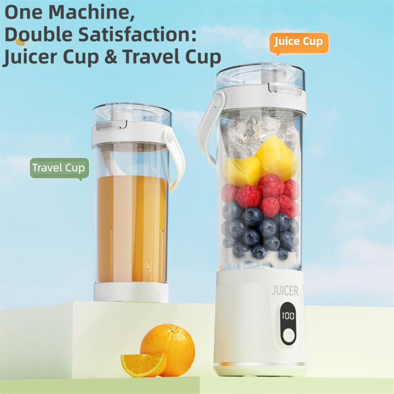 Gray Portable 600ml Wireless Juicer Blender with 12-Leaf Blades - 20,000 RPM High-Speed Smoothie Maker & Self-Cleaning Personal Blender for Travel and Home - Image 3