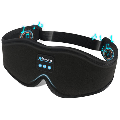 Black 3D Wireless Bluetooth Sleep Mask with Integrated Stereo Headphones - 100% Blackout Memory Foam Eye Mask, Ultra-Long Battery Life & Washable Design