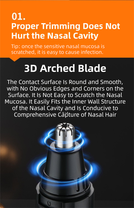 CX-D2 Black Electric Nose Hair Trimmer(12x2.5CM) - High-Speed 360° Rotating Blade, Painless Ear and Nose Hair Groomer with USB Charging - Image 3