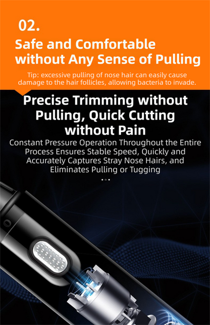 CX-D2 Black Electric Nose Hair Trimmer(12x2.5CM) - High-Speed 360° Rotating Blade, Painless Ear and Nose Hair Groomer with USB Charging - Image 4