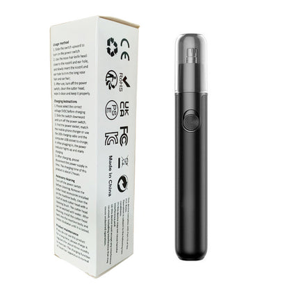 CX-D11 Black Electric Nose Hair Trimmer(12x2.5CM) - High-Speed 360° Rotating Blade, Painless Ear and Nose Hair Groomer with USB Charging