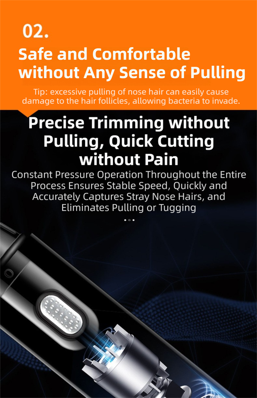 CX-D11 Red Electric Nose Hair Trimmer(12x2.5CM) - High-Speed 360° Rotating Blade, Painless Ear and Nose Hair Groomer with USB Charging - Image 4