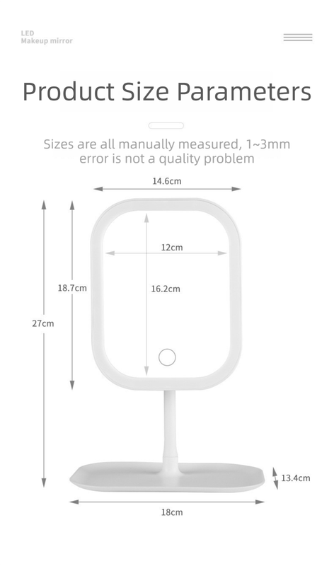 Portable LED Makeup Mirror with Integrated Fill Light & Storage Chassis - 360°Rotatable High-Definition Stylish Tabletop Vanity Mirror(White) - Image 5