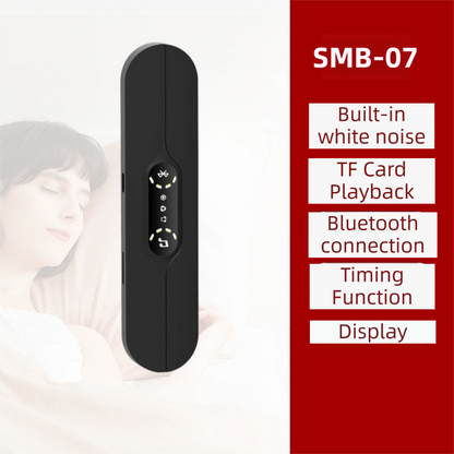 Black SMB-07 Bone Conduction Under-Pillow Speaker -  Bluetooth 5.4 Ultra-Thin Sleep Aid Sound Bar with Dual Speaker Resonance & 36 Built-in White Noise Tracks
