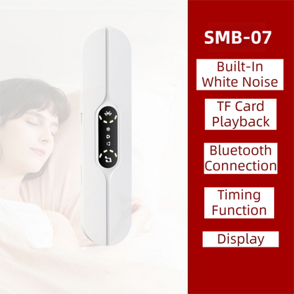 White SMB-07 Bone Conduction Under-Pillow Speaker -  Bluetooth 5.4 Ultra-Thin Sleep Aid Sound Bar with Dual Speaker Resonance & 36 Built-in White Noise Tracks