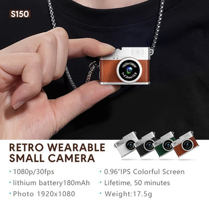 Retro Style Ultra-Mini Thumb Cam for Vlogging (Brown) - Portable Digital Photo & Video Recorder with 32GB Memory Card & 0.96" Screen, Free Wearable Keychain & Necklace - Image 2
