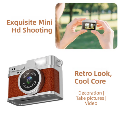 Retro Style Ultra-Mini Thumb Cam for Vlogging (Black) - Portable Digital Photo & Video Recorder with 32GB Memory Card & 0.96" Screen, Free Wearable Keychain & Necklace - Image 5