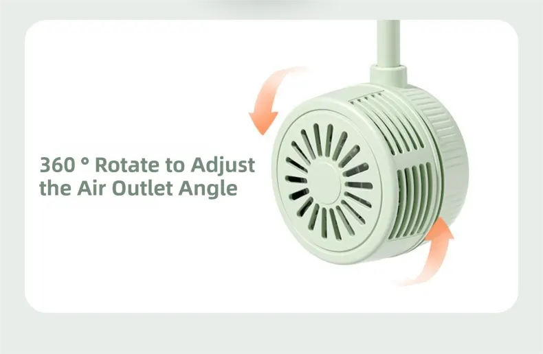 Green Foldable Bladeless Neck Fan - Portable Turbine Fan with 3-Speed & 360° Flexible Silicone Hose for Travel, Office, and Outdoor Use - Image 4