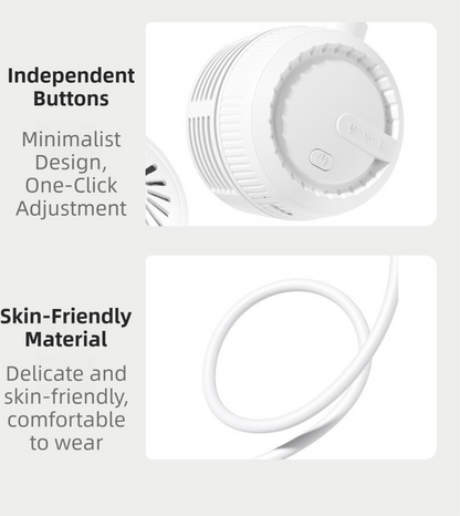 Green Foldable Bladeless Neck Fan - Portable Turbine Fan with 3-Speed & 360° Flexible Silicone Hose for Travel, Office, and Outdoor Use - Image 5