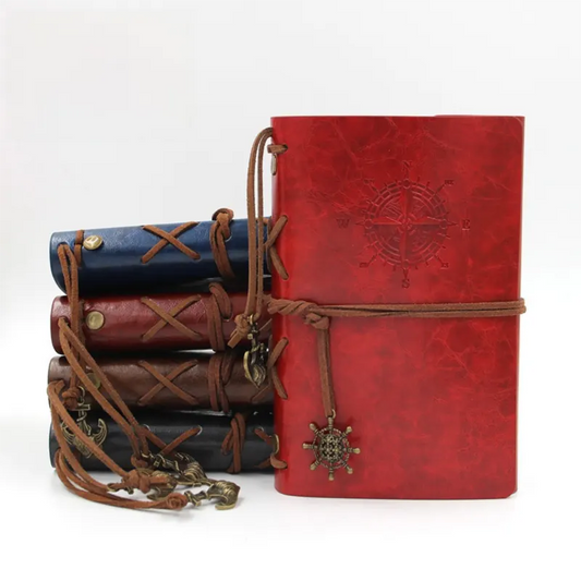 2-Pack A7 Nautical Vintage PU Leather Student Notebook - Pirate Style Strapped Diary with 150 Pages of Refillable Kraft Paper(Royal Blue) - Image 2