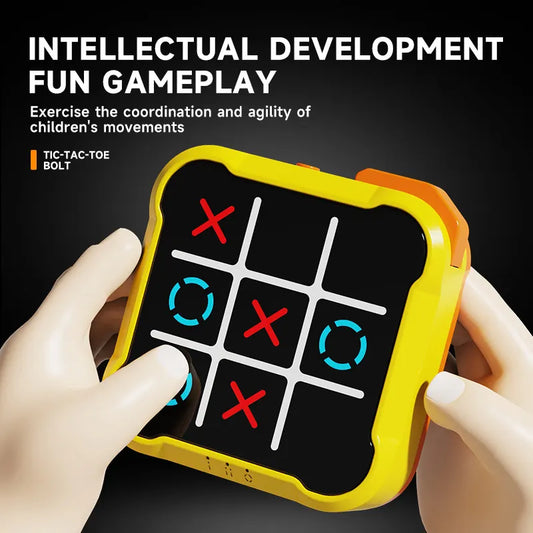 Yellow All-in-One Tic-Tac-Toe Desktop Game - Portable Family Interactive Board Toy, Brain Training Puzzle & Travel-Friendly Strategy Game - Image 2