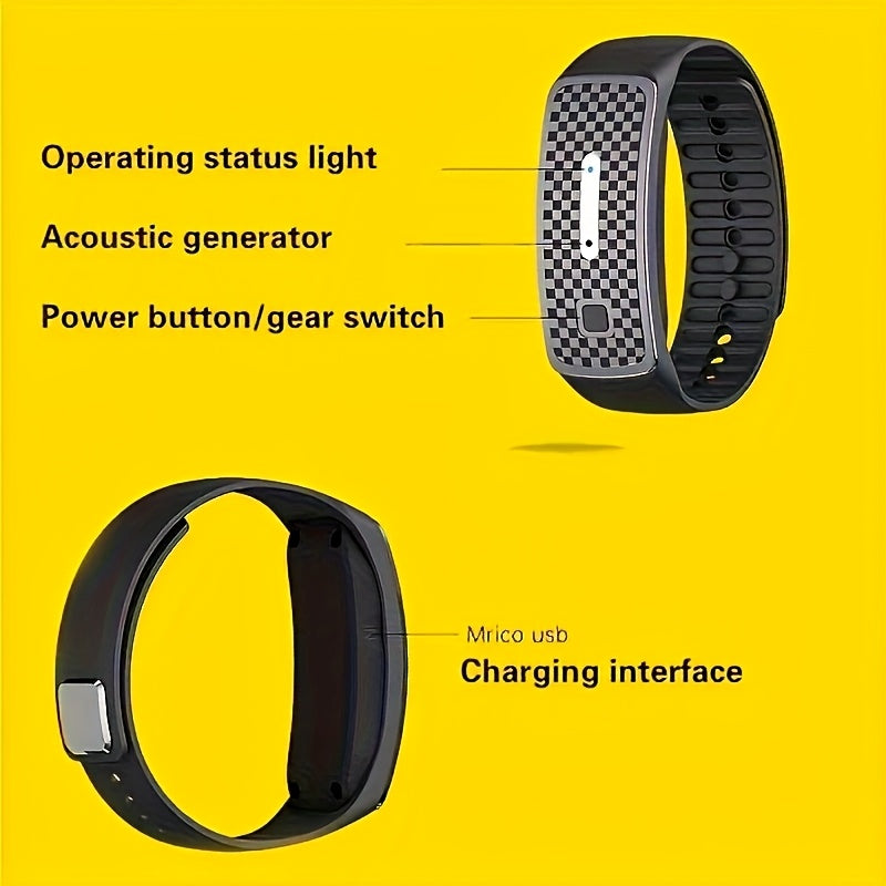 2-Pack Black Portable Ultrasonic Mosquito Repellent Bracelet - Watch Style Insect Repeller, Pure Physical Protection USB Rechargeable - Image 5
