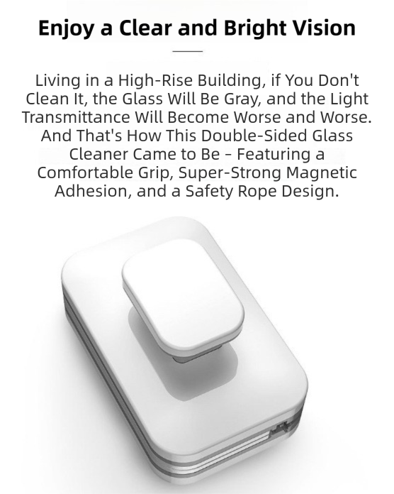 One Pair Magnetic Double-Sided Window Cleaner for 3-10mm Glass - Professional Glass Scrubber with 8X Strong Suction Power & Safety Rope - Image 2