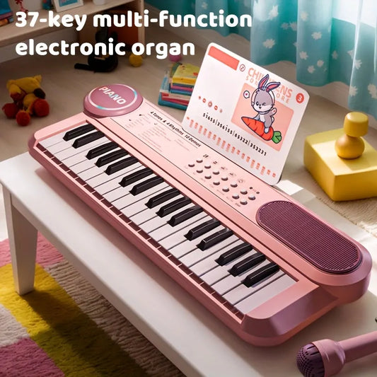 Portable Kids' Electronic Piano with Sheet Music and Microphone - Professional 37-Key Tactile Feedback, Support Recording & Multiple Performance Modes, Beginner-Friendly & Durable Musical Toy(Blue) - Image 4