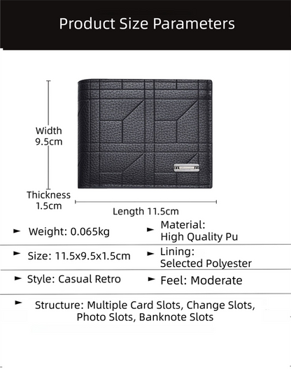 Light Brown Men's Ultra-Thin PU Leather Wallet - Compact & Stylish Bi-fold Purse with Multiple Card Slots - Image 4