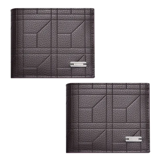 2-Pack Dark Brown Men's Ultra-Thin PU Leather Wallet - Compact & Stylish Bi-fold Purse with Multiple Card Slots