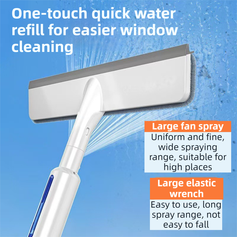 3-in-1 Spray Window Squeegee with 35cm Clean-Panel & 115cm Extension Pole - Multi-functional Spray, Scrub & Squeegee Tool with 3 Microfiber Cloths - Image 6
