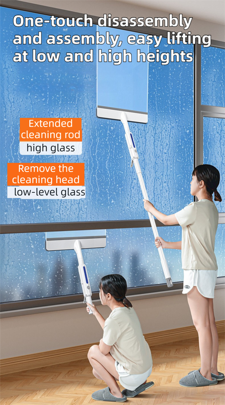 3-in-1 Spray Window Squeegee with 30cm Clean-Panel & 115cm Extension Pole - Multi-functional Spray, Scrub & Squeegee Tool with 3 Microfiber Cloths - Image 4