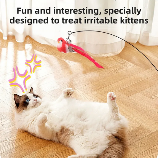 Interactive Self-Play Cat Wand with Suction Base, Feather & Bell - Automatic Bouncing Teaser(Black) - Image 2