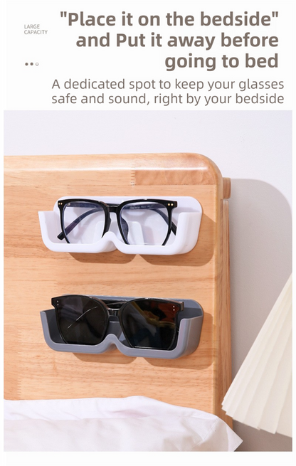3-Pack Wall-Mounted Glasses Organizer - PET Bedside Bathroom Eyewear Storage Shelf, Anti-Pressure & Space-Saving(Transparent) - Image 2