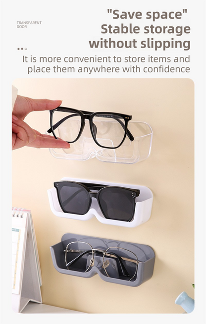 3-Pack Wall-Mounted Glasses Organizer - PET Bedside Bathroom Eyewear Storage Shelf, Anti-Pressure & Space-Saving(Transparent) - Image 3