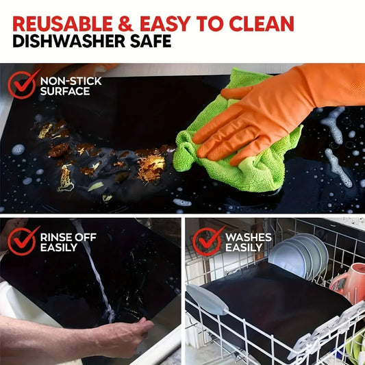 4-Pack 33x40cm Reusable Drip Guard for Ovens, Grills & Microwaves - High-Temperature Resistant Fiberglass Baking Sheet, Heavy Duty & Easy Clean - Image 3