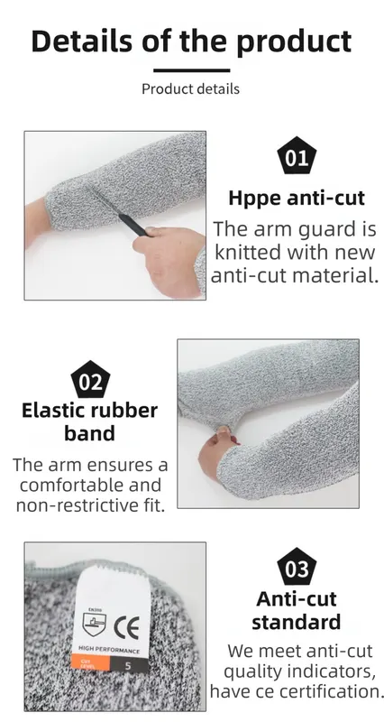 One-Pair 5 Level Cut-Resistant Arm Protection Sleeves(55CM) - Anti-Slash & Anti-Puncture Heavy Duty Safety Guard for Butchering & Construction - Image 4