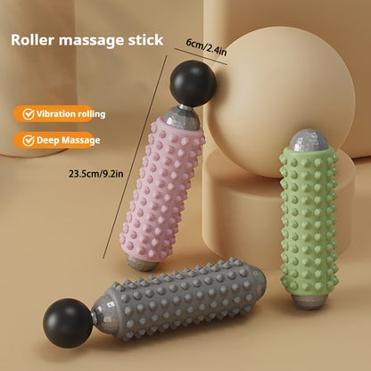 Grey Portable Electric Yoga Massage Roller - Handheld Fitness Recovery Tool, Deep Tissue Muscle Relaxer & Fascia Release Stick - Image 3
