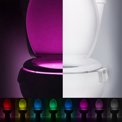 2-Pack 8-Color LED Toilet Night Light - Universal Fit Smart Motion Activated Bathroom Bowl Light, Multi-Color Cycle & Fixed Mode - Image 2