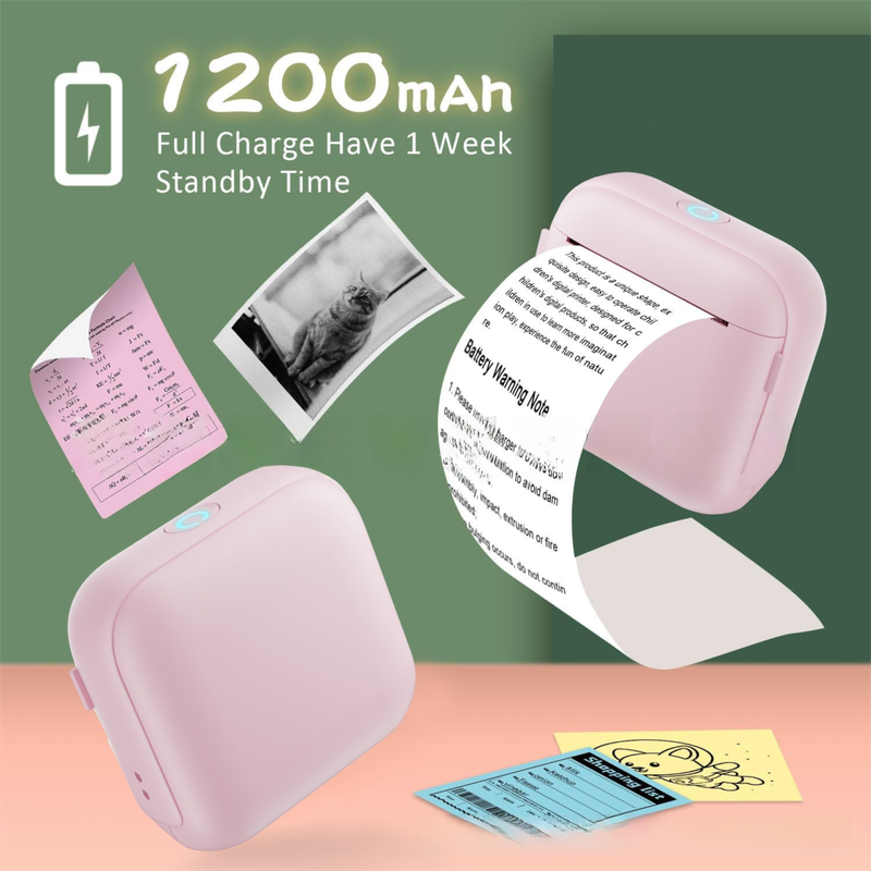 Blue X6 Mini Portable Bluetooth Instant Photo & Note Printer for Students - Deluxe 20-Piece Gift Set with 12 Paper Rolls, Color Pens & Storage Bag - Image 6