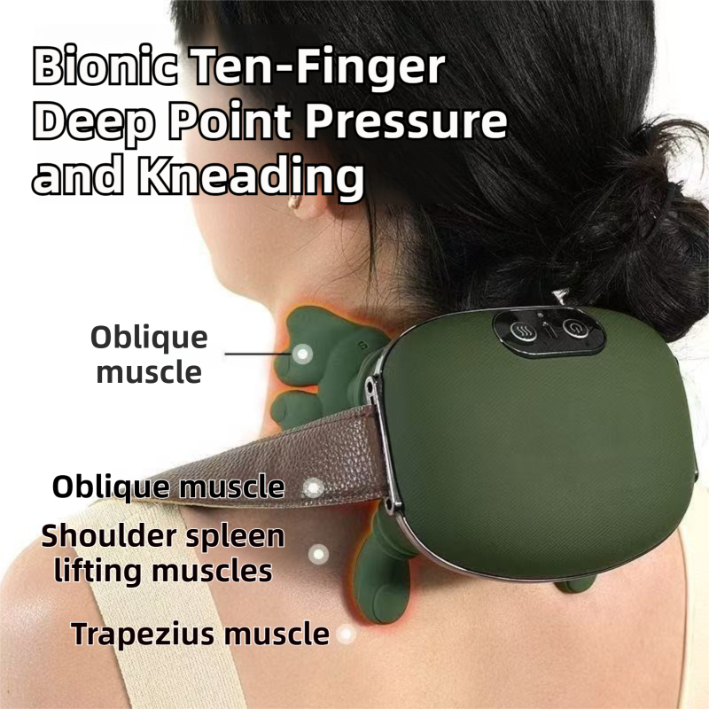 Wireless 4D Bionic 10-Fingers Shoulder & Neck Massager - EMS Micro-current & Vibration Neck Reliever with 2-Level Red Light Heat - Image 6