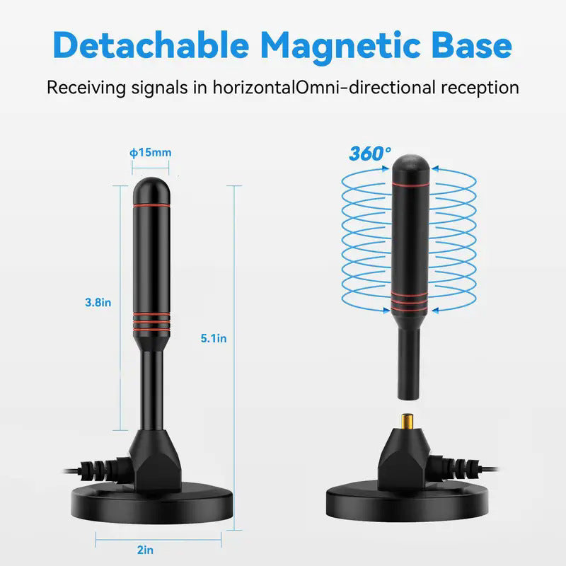 Digital HDTV Antenna with 5M Cable & Signal Booster for 4K High Gain 37dBi Reception - 360° Omnidirectional Indoor/Outdoor Antenna Compatible with DVB-T/T2, ATSC, ISDB-T - Image 3