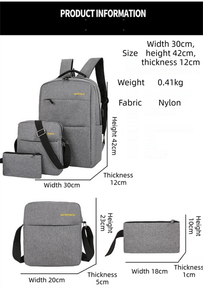 Red 3-PCS Multi-Functional & Lightweight Backpacks Set for Students - Large Capacity Durable Travel Daypack with USB Charging Port, Fit in 14-Inch Laptop Bag - Image 4