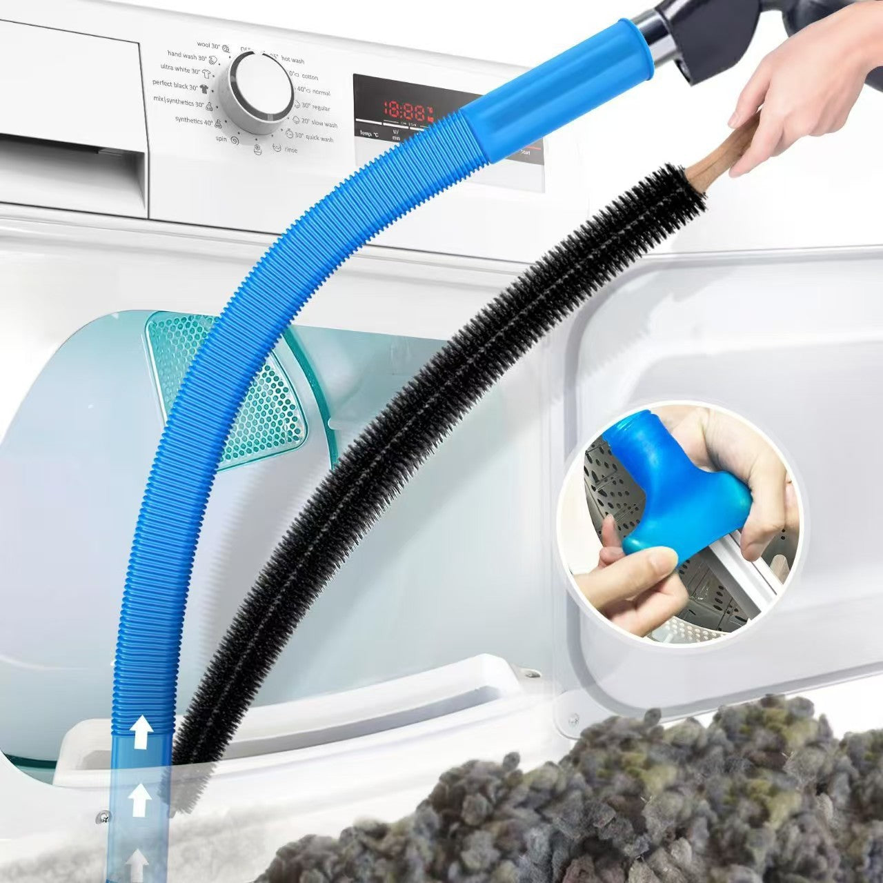 Sealegend Dryer Vent & Washing Machine Deep Cleaner Kit - 8M Flexible Vacuum Hose Attachment & Lint Brush