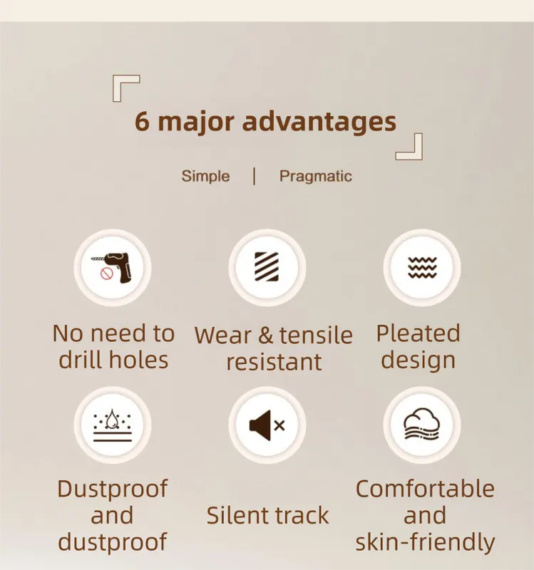 150 X 180 CM Khaki Linen-Look Dust Drill-Free Pull-Curtain - Folding Doorless Closet Divider with Magnetic Closure & Hanging Rings - Image 2