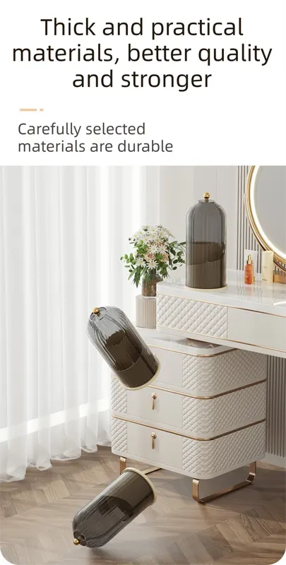 Yellow 360° Rotating Makeup Brush Holder with Transparent Dust-Proof Sliding Door - Large Capacity Cosmetic Organizer, Professionaln Gradient Dual Zones - Image 6