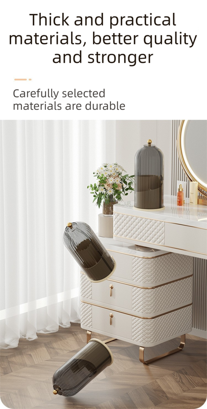 Yellow 360° Rotating Makeup Brush Holder with Black Transparent Dust-Proof Sliding Door - Large Capacity Cosmetic Organizer, Professionaln Gradient Dual Zones - Image 6