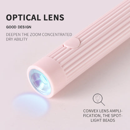 White Mini Handheld LED/UV Manicure Light with Digital Display - Portable One-Finger Curing Pen - Image 3