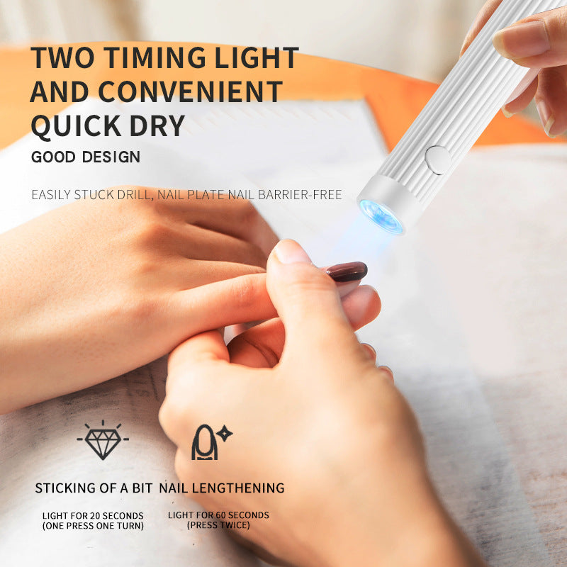 Pink Mini Handheld LED/UV Manicure Light with Digital Display - Portable One-Finger Curing Pen - Image 2