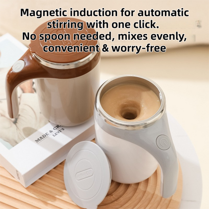 380ML White Magnetic Self-Stirring Coffee Mug - USB Charging, Leak-Proof Stainless Steel Electric Mixer Cup for Coffee & Milk - Image 2