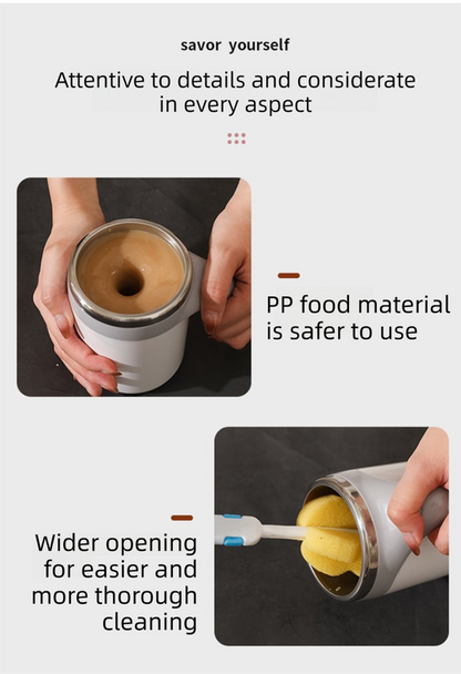 380ML Coffee-Brown Magnetic Self-Stirring Coffee Mug - USB Charging, Leak-Proof Stainless Steel Electric Mixer Cup for Coffee & Milk - Image 4